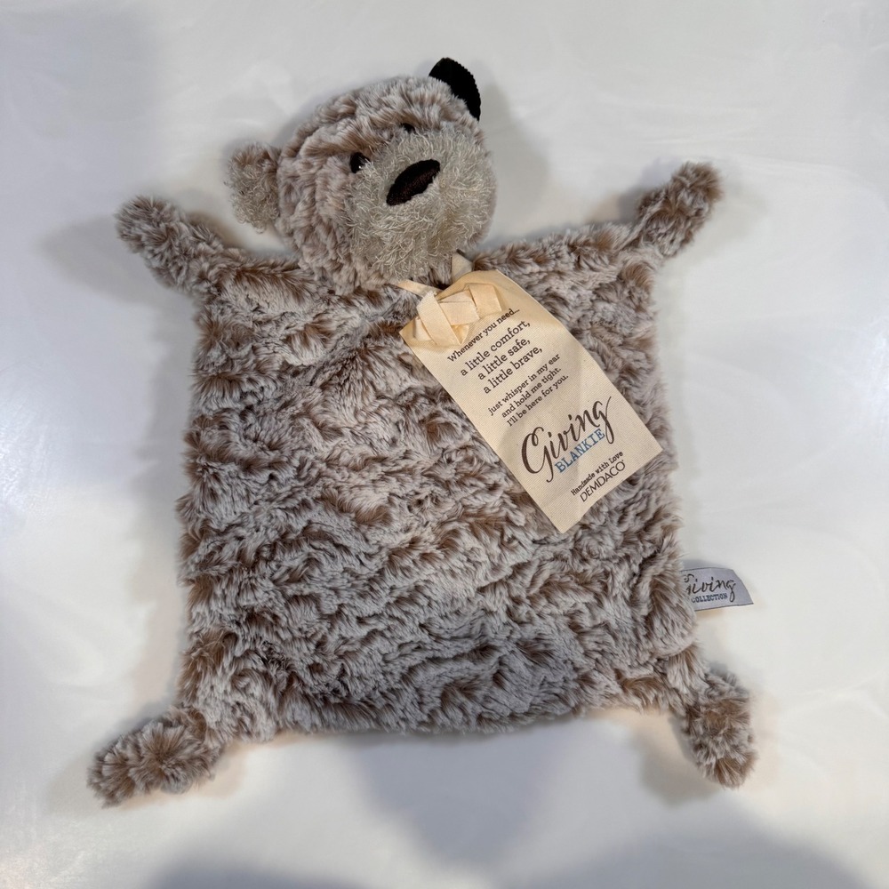 DEMDACO‎ Giving Collection Bear Lovey Giving Blankie Taupe Faux Fur 5004870003